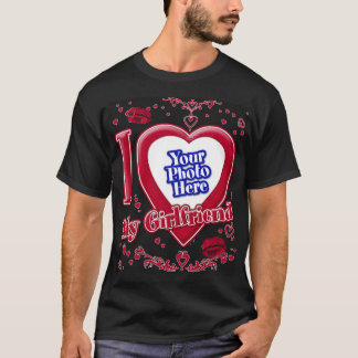 Ich Liebe meine Freundin Foto Red Hearts Kiss Blac T-Shirt