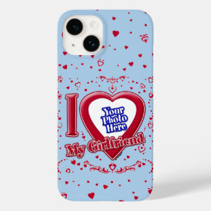 Ich Liebe meine Freundin Foto Red Hearts Light Blu Case-Mate iPhone 14 Hülle
