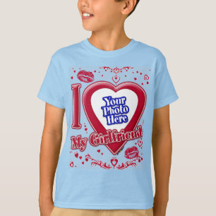 Ich Liebe meine Freundin Foto Red Hearts Light Blu T-Shirt