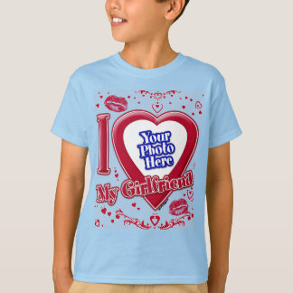 Ich Liebe meine Freundin Foto Red Hearts Light Blu T-Shirt