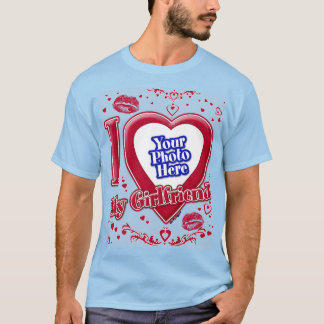 Ich Liebe meine Freundin Foto Red Hearts Light Blu T-Shirt