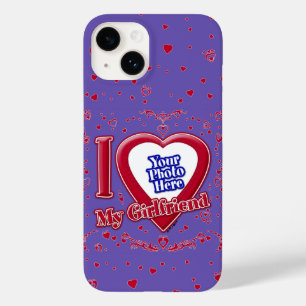 Ich Liebe Meine Freundin Foto Red Hearts Lila Case-Mate iPhone 14 Hülle