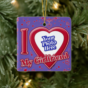 Ich Liebe Meine Freundin Foto Red Hearts Lila Keramikornament
