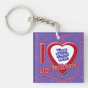 Ich Liebe Meine Freundin Foto Red Hearts Lila Schlüsselanhänger