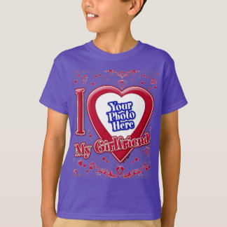 Ich Liebe Meine Freundin Foto Red Hearts Lila T-Shirt