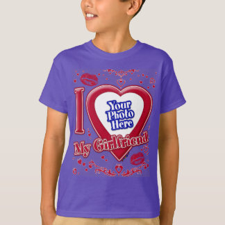 Ich Liebe Meine Freundin Foto Red Hearts Lila T-Shirt