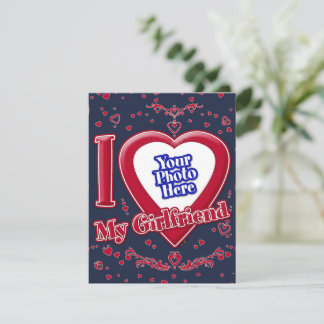Ich Liebe meine Freundin Foto Red Hearts Navy Feiertagskarte