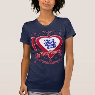 Ich Liebe meine Freundin Foto Red Hearts Navy T-Shirt