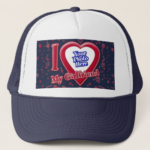Ich Liebe meine Freundin Foto Red Hearts Navy Truckerkappe