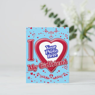 Ich Liebe meine Freundin Foto Red Hearts Türkis Feiertagskarte