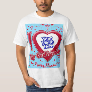 Ich Liebe meine Freundin Foto Red Hearts Türkis T-Shirt