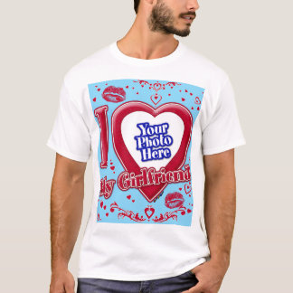 Ich Liebe meine Freundin Foto Red Hearts Türkis T-Shirt