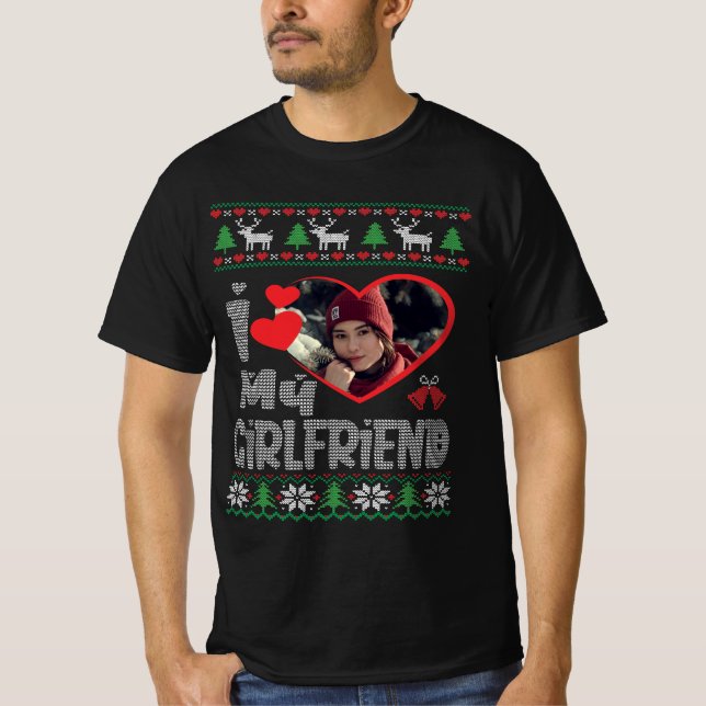 Ich Liebe meine Freundin Foto Ugly Weihnachts-Swea T-Shirt (Vorderseite)