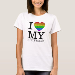 Ich Liebe meine Freundin LGBT Fahne Herz Valentins T-Shirt
