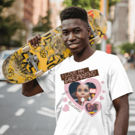 Ich Liebe meine Freundin rosa braunes Foto Text y2 T-Shirt