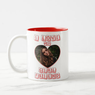 Ich Liebe Meine Freundin rosa Herz Custom Foto Zweifarbige Tasse