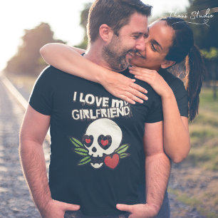 Ich Liebe meine Freundin Vintag Schädelherz Paar T-Shirt