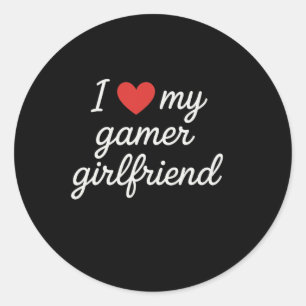 Ich liebe meine Gamer-Freundin Süße Kursivschrift Runder Aufkleber