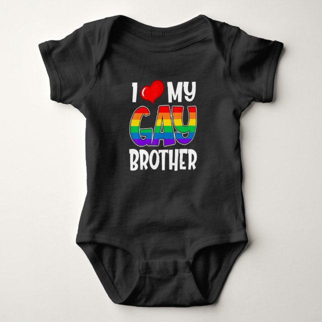 Ich Liebe meine Gay Bror LGBt Pride Monat Familien Baby Strampler (Vorderseite)