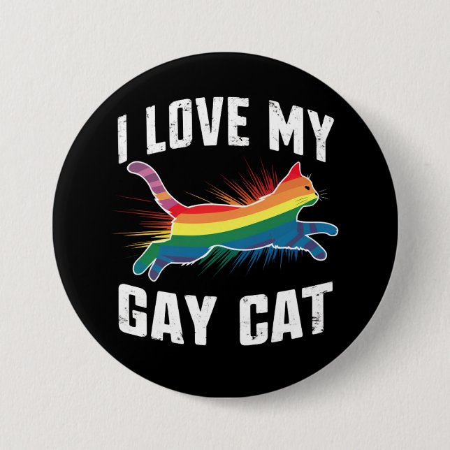 Ich Liebe meine Gay Cat Funny Rainbow Pride Lgbt Button (Vorderseite)