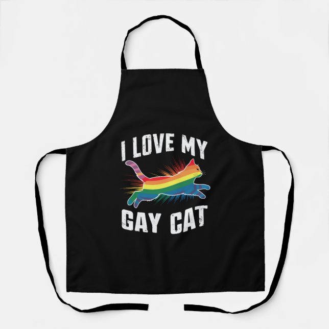 Ich Liebe meine Gay Cat Funny Rainbow Pride Lgbt Schürze (Vorderseite)