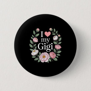 Ich liebe meine Gigi-Blumen-Herz-Oma  Button