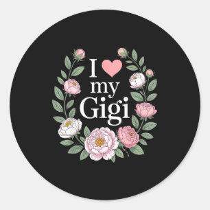 Ich liebe meine gigi florale Herz Oma Runder Aufkleber