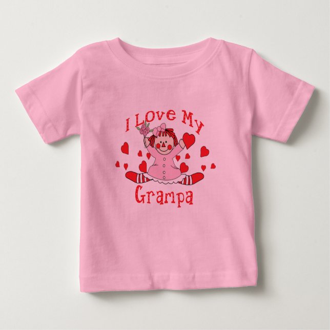 Ich Liebe meine Grampa Rag Puppe & Herz Baby T-shirt (Vorderseite)