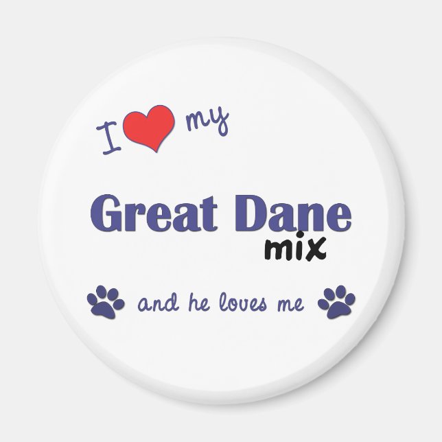 Ich Liebe meine große Däne Mix (Männerhund) Magnet (Vorne)