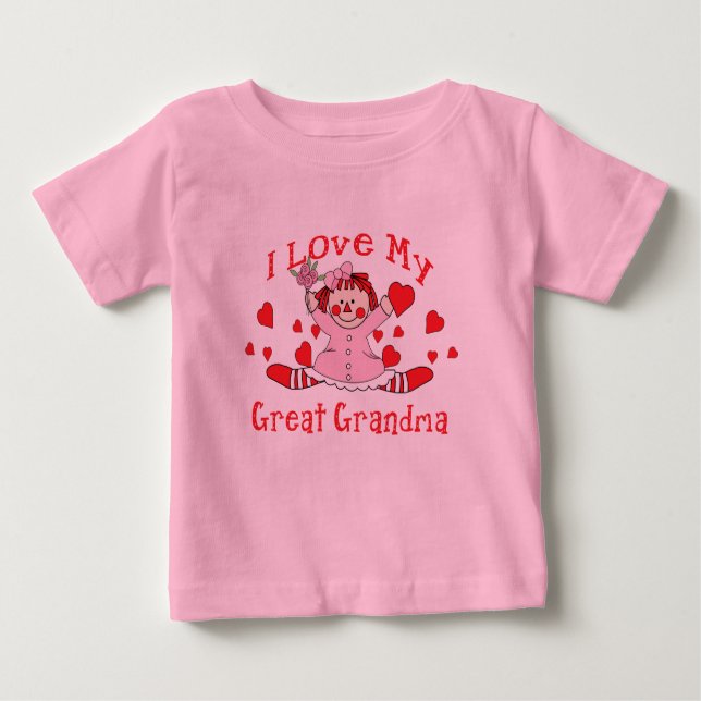 Ich Liebe meine große Oma Rag Puppe & Herz Baby T-shirt (Vorderseite)