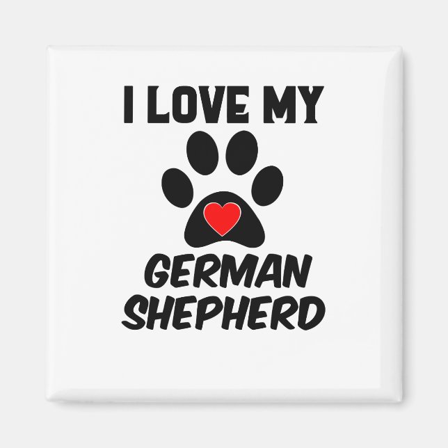 Ich Liebe meine große Paw Red Heart German Sheperd Magnet (Vorne)