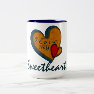 Ich liebe meine Herzallerliebsten Vintage-Herz-Tas Zweifarbige Tasse