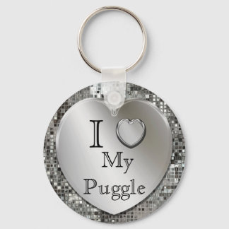 Ich Liebe meine Herzkette Puggle Schlüsselanhänger