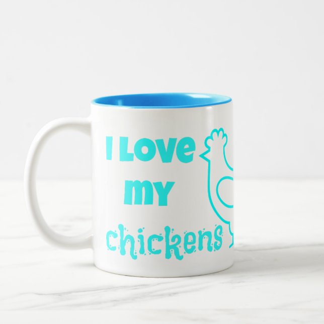 "Ich Liebe meine Hühner - und meine Huhn-Liebe Zweifarbige Tasse (Links)