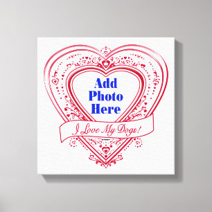 Ich Liebe meine Hunde! Foto Red Hearts Leinwanddruck