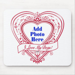 Ich Liebe meine Hunde! Foto Red Hearts Mousepad