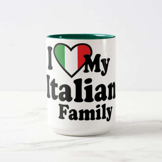 Ich Liebe meine Italienische Familie Zweifarbige Tasse (Mittel)