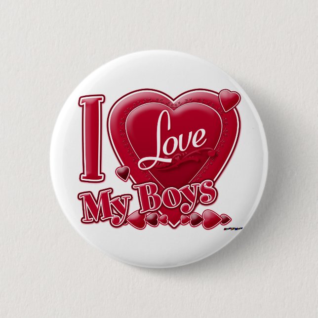 Ich Liebe meine Jungen rot - Herz Button (Vorderseite)
