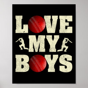 Ich liebe meine Jungs Cricket Lustiger Vatertag Cr Poster
