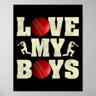 Ich liebe meine Jungs Cricket Lustiger Vatertag Cr Poster