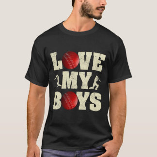 Ich liebe meine Jungs Cricket Lustiger Vatertag Cr T-Shirt