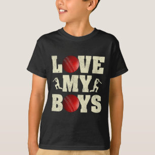 Ich liebe meine Jungs Cricket Lustiger Vatertag Cr T-Shirt