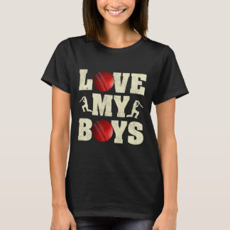 Ich liebe meine Jungs Cricket Lustiger Vatertag Cr T-Shirt