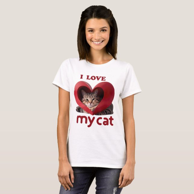 Ich Liebe meine Katze Adorable Love Desk T-Shirt (Vorne ganz)