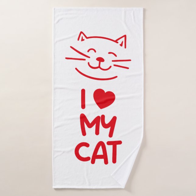 Ich liebe meine Katze Badehandtuch (Badehandtuch)