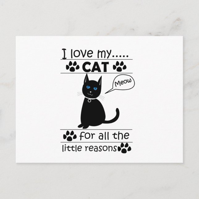 Ich Liebe meine Katze Black Cat Postkarte (Vorderseite)