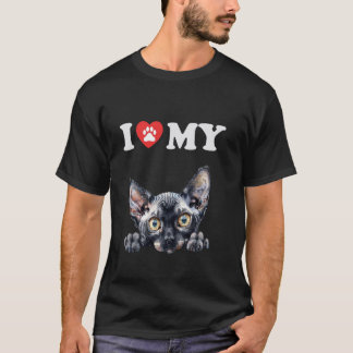 Ich liebe meine Katze Cornish Rex Kitten Lustiger T-Shirt