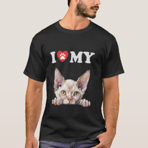 Ich liebe meine Katze Devon Rex Kätzchen Lustige K T-Shirt