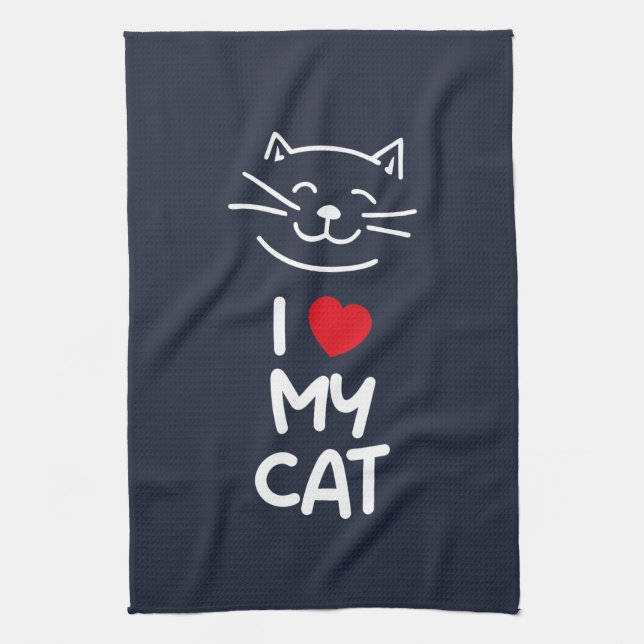Ich liebe meine Katze Geschirrtuch (Vertikal)