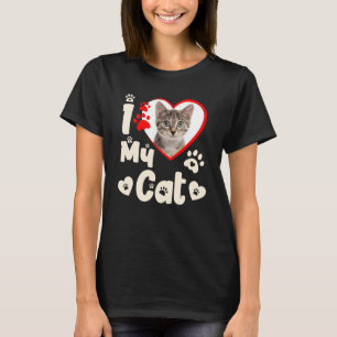 Ich Liebe meine Katze Herz Personalisiertes Foto T-Shirt